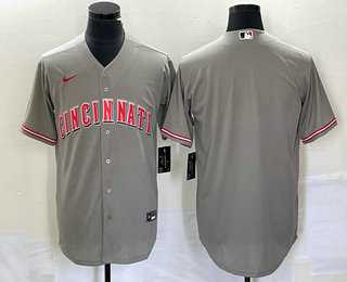 Men%27s Cincinnati Reds Blank Grey Cool Base Stitched Baseball Jersey
